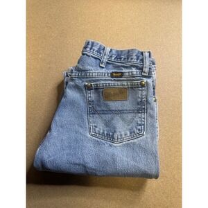 vtg Wrangler George Strait Mens Light Wash Denim Jeans Straight Fit Size 34x32